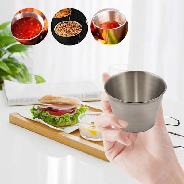 24-pakning rustfrie krydderbokser, kommersielle dippsausboksar, ramekin krydderboksar P-Perfet