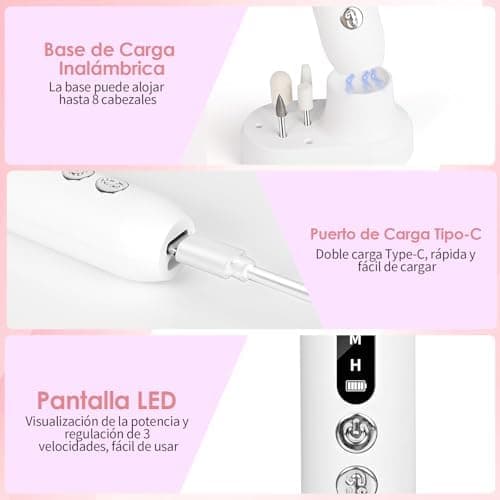 Electric Nail File, Professional, Rechargeable with Ceramic Nail Drill