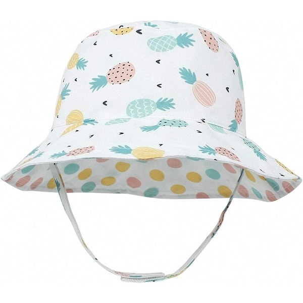 [QD] Solhatt for småbarn sommer UPF 50+ Dobbeltsidig bærbar vendbar bøttehatt for baby