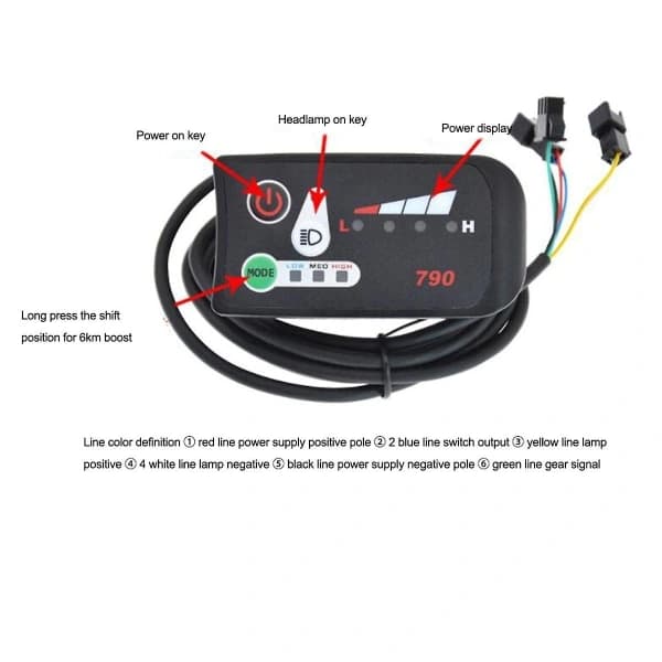 Intelligent LED 790-display for elsykkelpanel, 36V