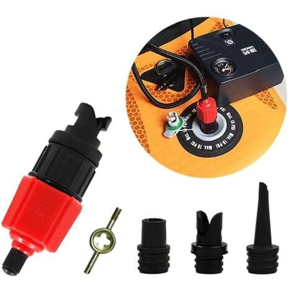 #QD# Uppblåsbar kajakpump, SUP-luftinflationsventiladapter och gasmunstycke 4 st för gummibåtar