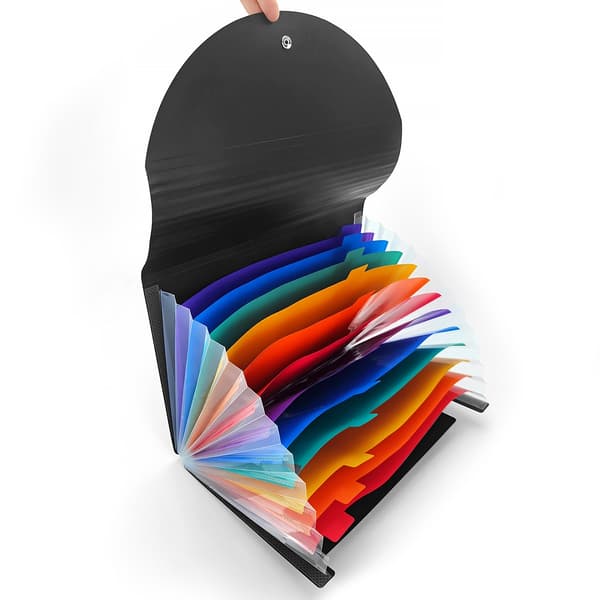 Expandable Folder with 13 Pockets, Rainbow Accordion Folder with Secure Cord Closure 315