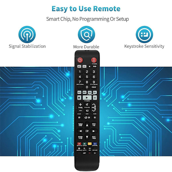 QD-Korvaava kaukosäädin AK59-00176A Samsung Blu-ray -soittimelle BD-H8500 BDH8900A/XY BD-H8500A/XY BD-H8900A/XY [DB] Musta