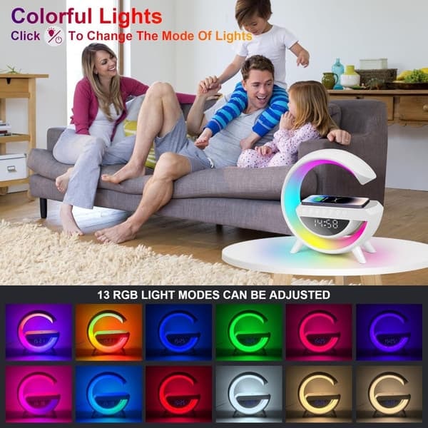 RGB LED-lampa, induktionsladdare, radio, väckarklocka