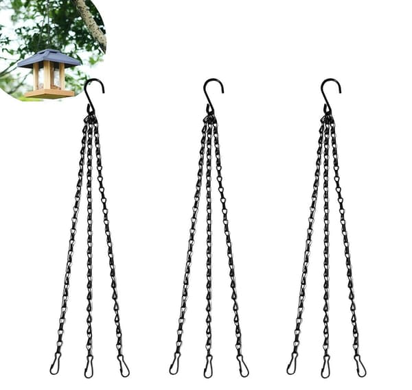 Kasvikoukku, 3 kpl, Heavy Duty, 50 cm ketju, musta, sisä-/ulkokäyttöön