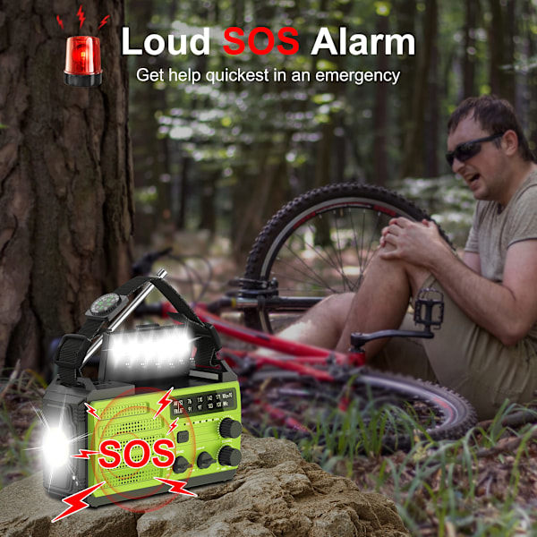 Bærbar nødradio Solar Radio 8000mAh Oppladbart batteri AM/FM-radio_QF