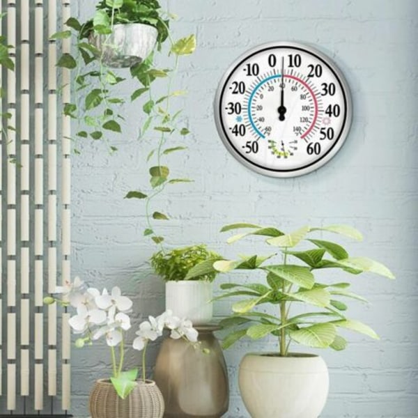 QQU-12\" Utendørs Termometer Store Tall - 2 i 1 Trådløst Innendørs Utendørs Termometer Hygrometer, Veggmontert Termometer Hygrometer