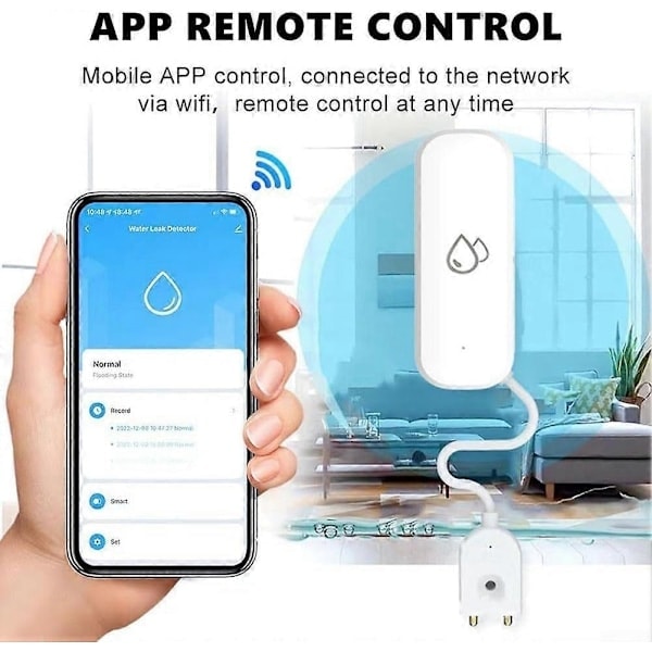 \"QD\" 2 stk. Vandlækagedetektorer, Tuya Smart Home Wifi Vandlækage Immersionssensordetektor, App Alarmkontrol