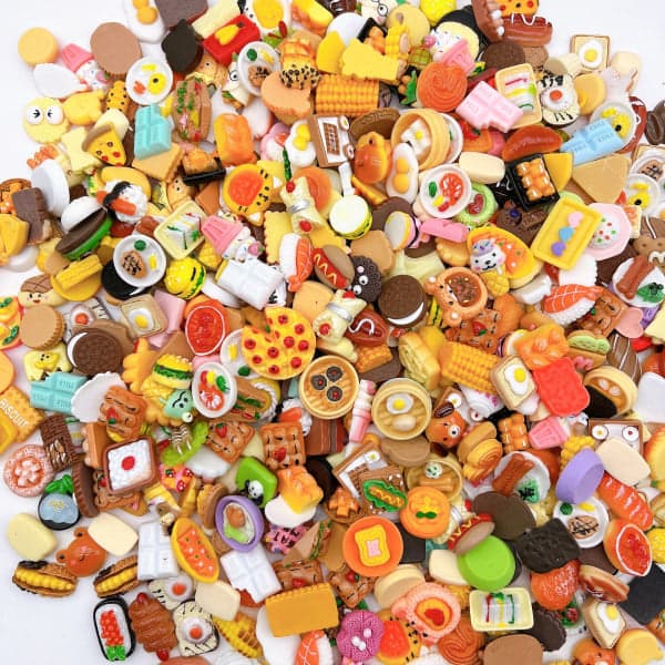 100 st Mini Dryck Mat Leksaker Dockhus Mix Låtsasmat Mini Harts