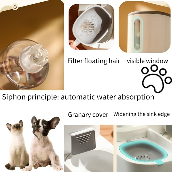 [QD] Automatisk Foder- og Vanddispenser 2 i 1 Automatisk 2,2L Foder Keramisk Dispenser 1L Vanddispenser til Hunde Katte Små og Mellemstore Kæledyr