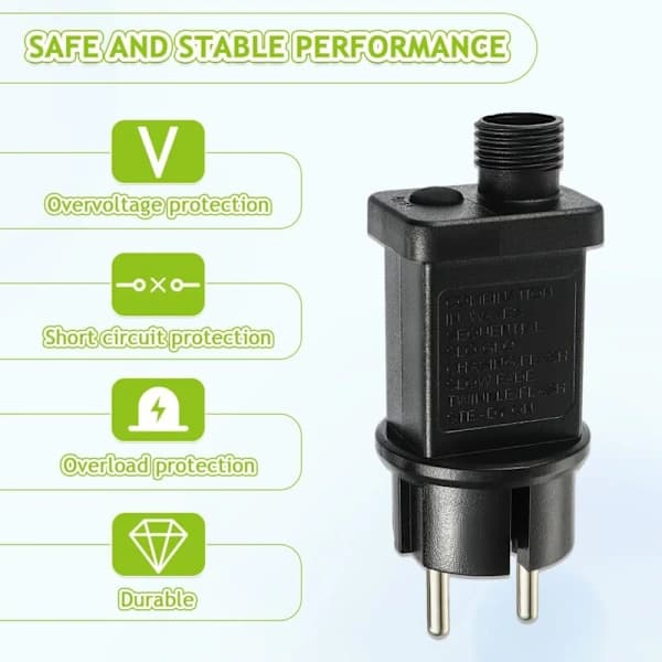 IP44 31V 3.6W Transformator Driver Adapter 8 Moduser med Minnefunksjon for Julebelysning, Lyslenker, Istapplenker