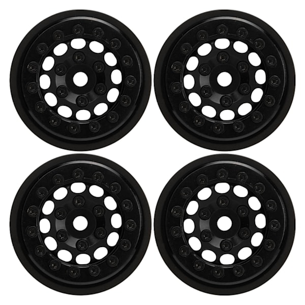 4kpl 1.0 Tuuman Beadlock Vanteet 12 Reikää Alumiiniseos RC Pyörännavat FMS FCX24 1/24 Crawler Musta
