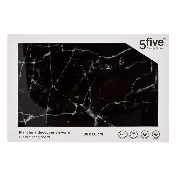 /QD/ Skärbräda av Glas - Svart Marmormönster