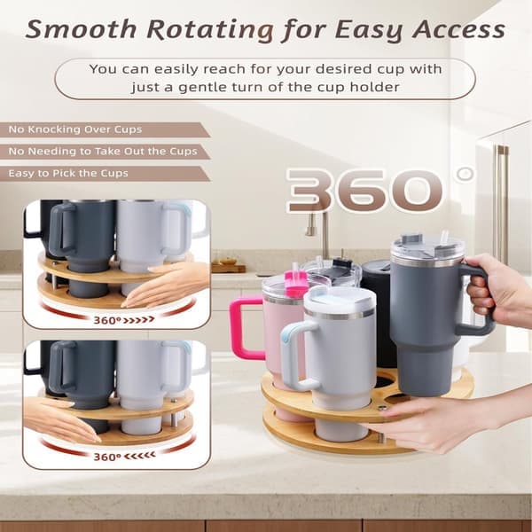 Storage Rack - Coffee Syrup Storage Rack - Kitchen Spice Bottle Storage Rack - Bamboo Rotating Storage Rack
