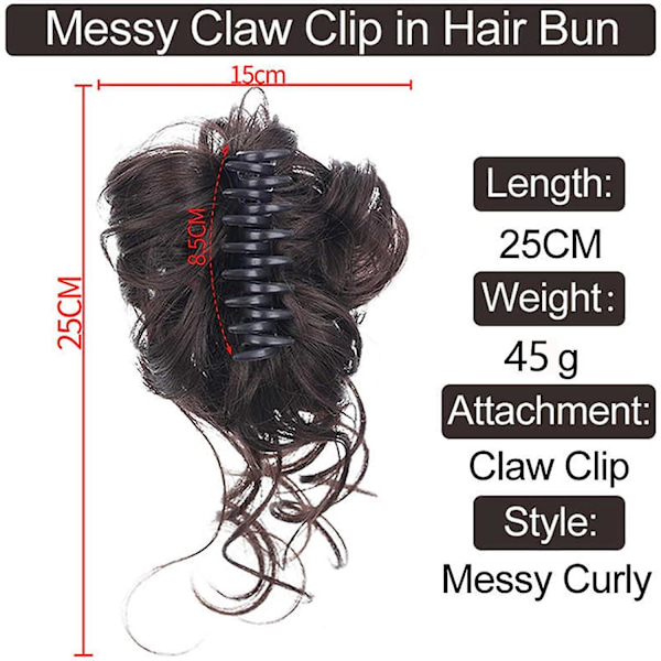 Hårknut med klämma, hårknut, lockig hårscrunchie med hår, chignon voluminös hårknut, rörig knut förlängning
