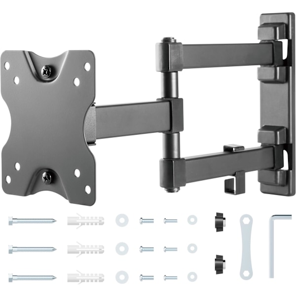 QU*TV-väggfäste, vridbart och lutbart TV-fäste för 14-27 tums LED LCD platt & böjd TV eller skärm upp till 20 kg, max VESA 100x100 mm
