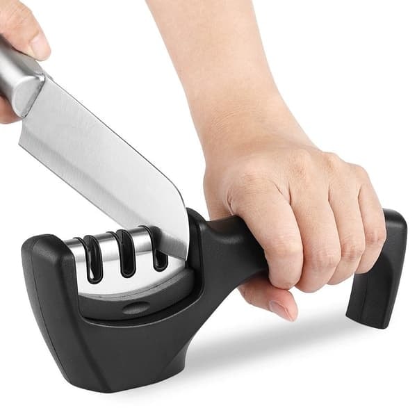 Manuell Knivsliper, 3-stegs, Ergonomisk Design, Svart/Krom, Profesjonell Skarphet_qq