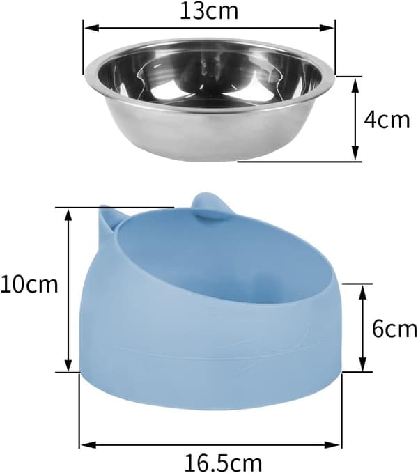 Cat Food Bowl Elevated Dog Bowl Non-slip, 15° Tilted Platform, Removable blue