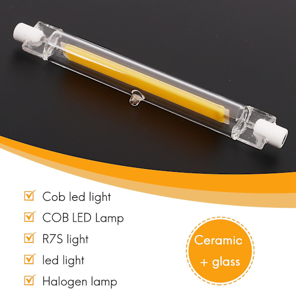 Dimbar R7s LED COB 10W 118mm LED-lampor Ersätter Halogenlampa - Varmvitt Ljus 220V[qu)