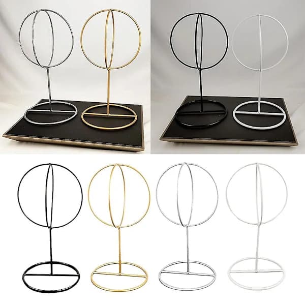 Bollhatteholder Hatteholder Parykholder Opbevaringsdisplay Metal Sort Sort 16cm