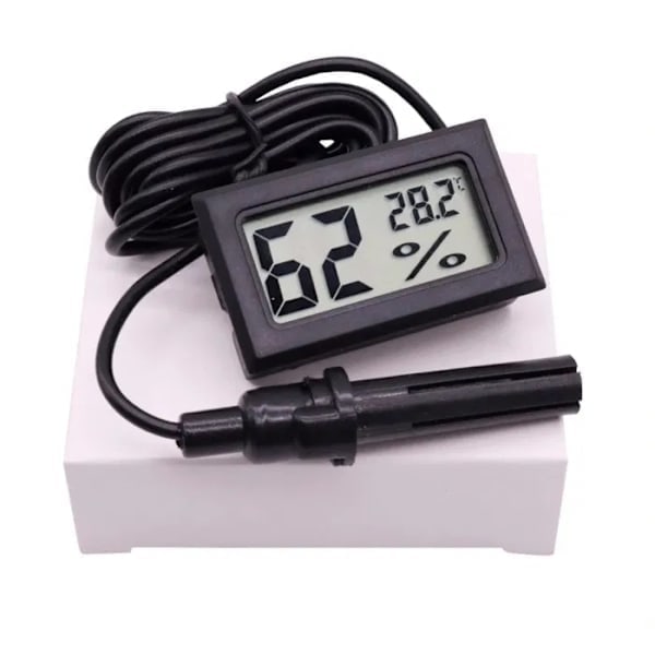 \"QD\" Hygrometer & Termometer - Måler luftfugtighed & temperatur Sort