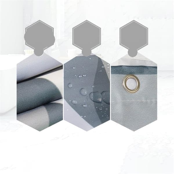 Grey Shower Curtain - Waterproof Thickened Polyester - 120x180cm with Hooks - Bathroom Decor