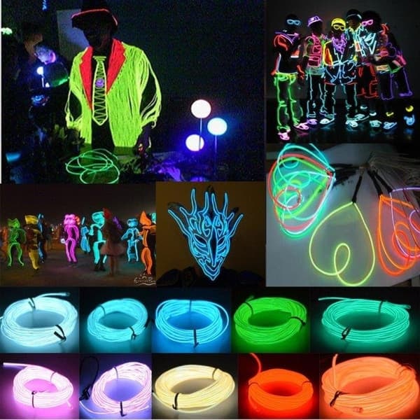 \"QD\" Batteridrevet LED Glowstrip Neon Slinge 3 Meter - Blå