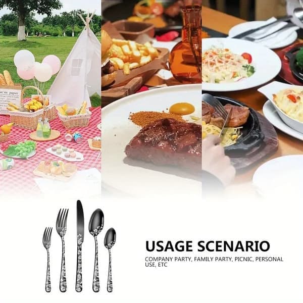 20-Piece Silverware Set, Stainless Steel, Mirror Polished Knife & Fork, Complete Dinner Service
