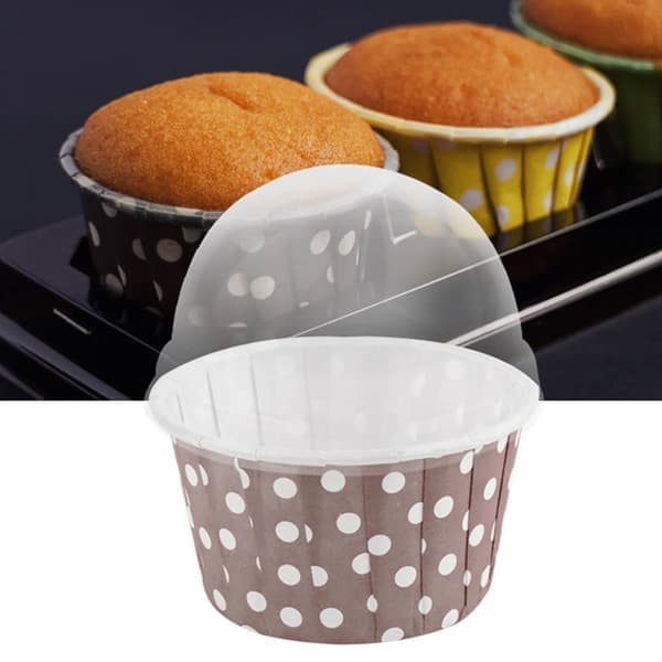 100 stk Mini Cupcake Liner Papir Runde Kageforme Muffinsforme med Låg Kaffe