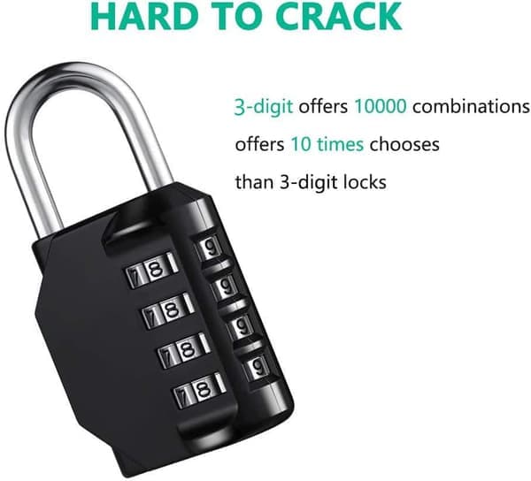 2-pack Combination Lock - 4 Digit Waterproof Padlock with Resettable Combination, for School, Locker and Storage Lockers