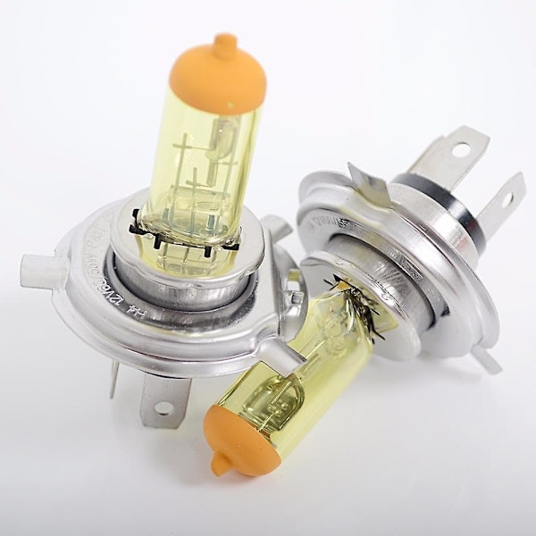Halogenpære H4 12V 60/55W Gul 3000K Frontlyspære Bilpære Bil-pære 2 stk (1 par)_QF