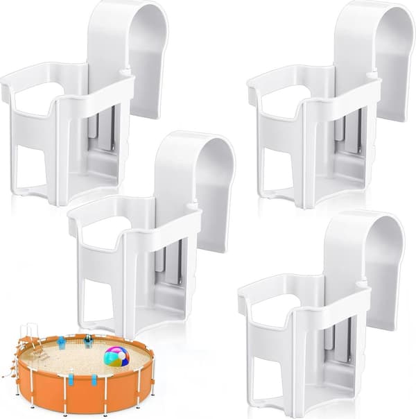 Pool Kopholder, Over Jord Pool, til 2\" eller Mindre Runde Topskinner, 4-Pak, Creme