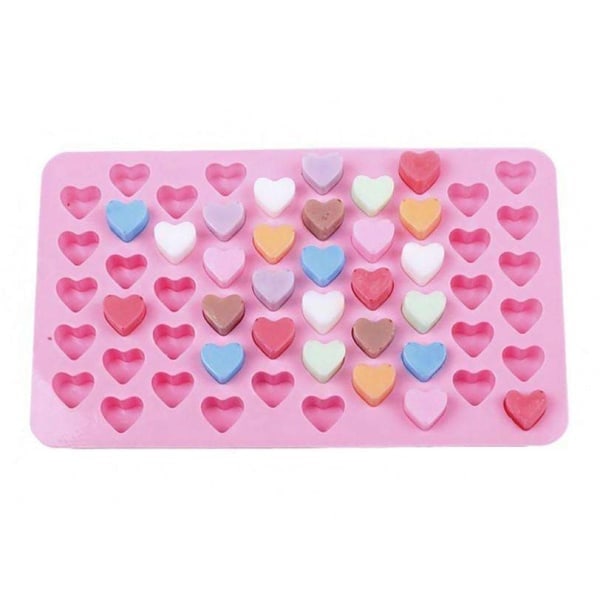 \"QD\" 3 stk. Is/Chokolade/Geléforme med 55 hjerter - Isform Rosa