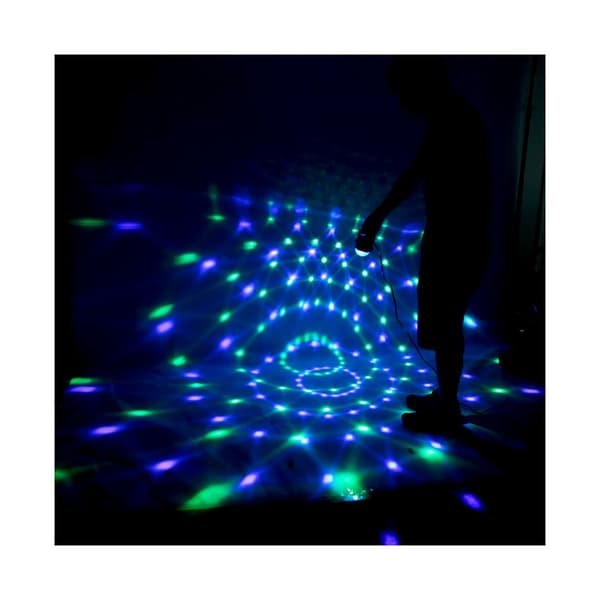 PartyLight Diskokule med roterende LED-lys og fjernkontroll_qq