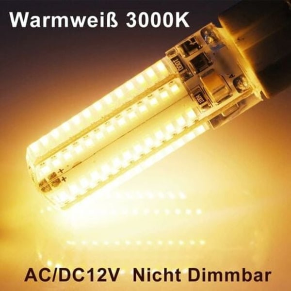 QU/GY6.35 LED-pære, LED G6.35 12V, 7W halogenpære tilsvarende 50W, varmhvit 3000K, 360° strålevinkel, for skapbelysning, ikke dimbar (2 stk)