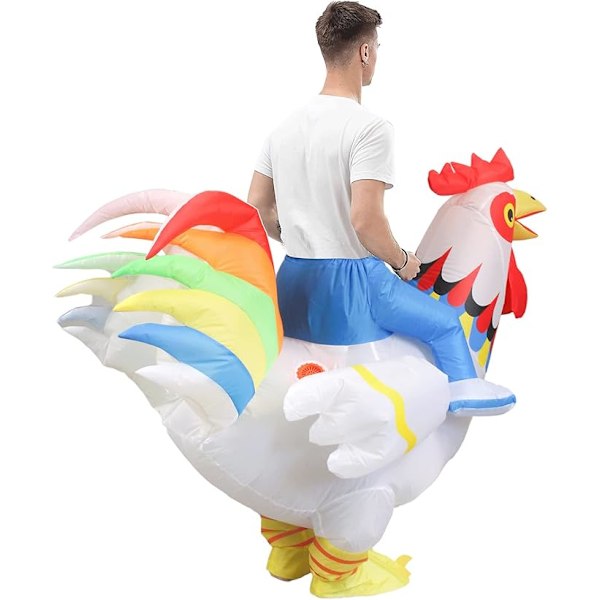 Puhallettava kanapuku, puhallettava asu juhliin, Halloweeniin, jouluun, cosplayhin, aikuisten koko F&Q aikuinen adult Red White