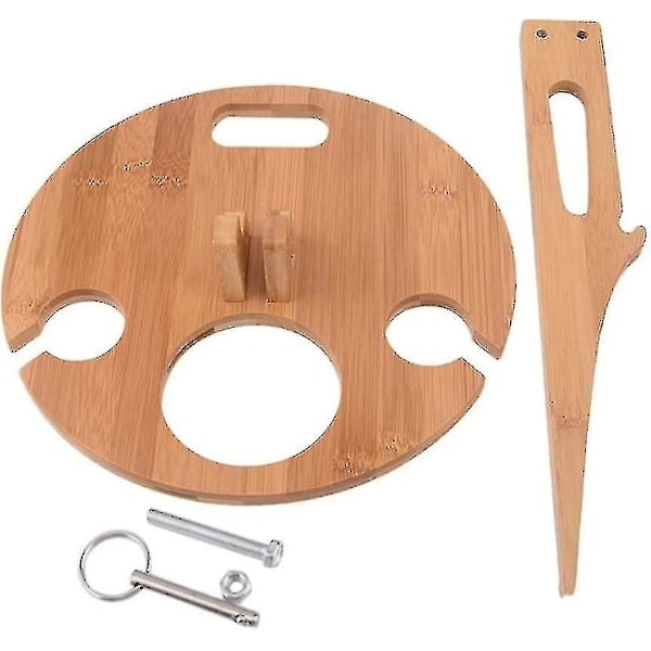 \"QD\" Fällbart Vinbord, Trä Utepicknickbord, Bärbart Bocklitet Bord 2 I 1 Vinglasställ För Camping/Trädgård/Grill/Bankett/Picknickfest (trä
