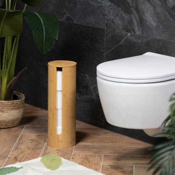 Bambus toalettrullholder for oppbevaring