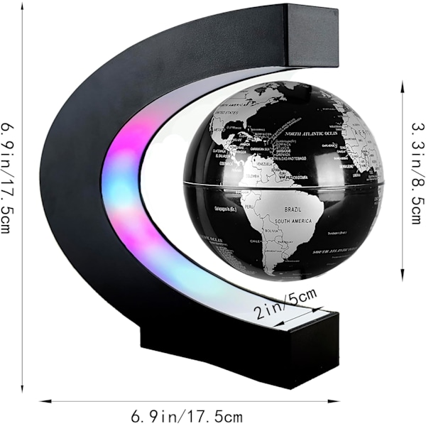 Magnetisk Levitationsglobus med LED-belysning Anti-gravitation Levitating Världskarta (Silver)