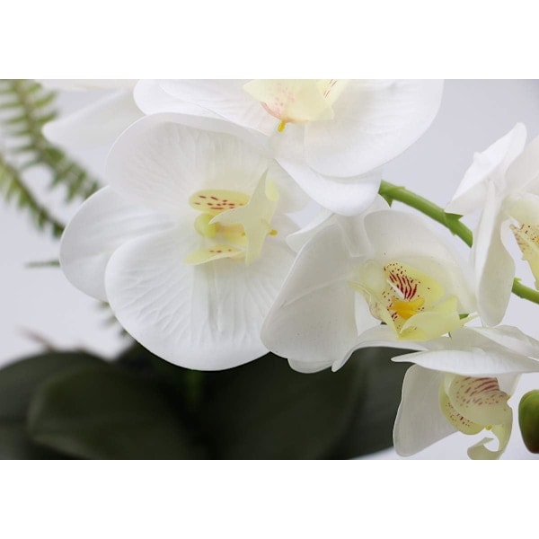 \"QD\" Vit Konstgjord Orkidé i Vit Kruka, Vit Phalaenopsis Orkidé Badrum Inomhus Dekoration