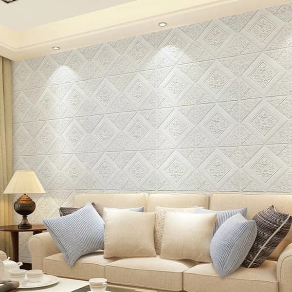 Wall Panel 3D Wall Plate 48-pack - Self-adhesive, Moisture Resistant, Shock-absorbing Foam Panel for Kitchen and Living Room