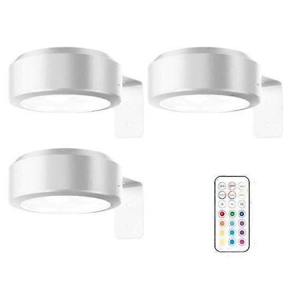 Billedlampe med fjernbetjening 100 Lumen Høj Lysstyrke Trinløs Dæmpning 3 Lystilstande Batteridrevet Ingen Boring Væglampe til Kunst_FO white 3pcs