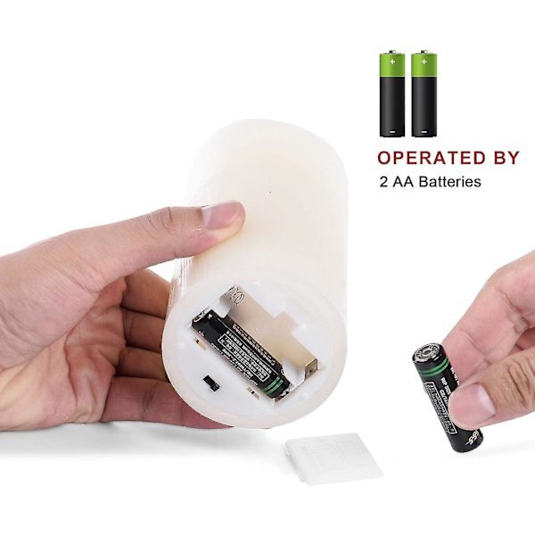 QU)3 st Batteridrivna flamlösa LED-ljus, pelare av äkta vax