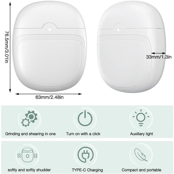 Elektrisk Nagelklippare, Professionell Elektrisk Nagelfil, Sladdlös Automatisk Nageltrimmer med LED-Ljus˜QD