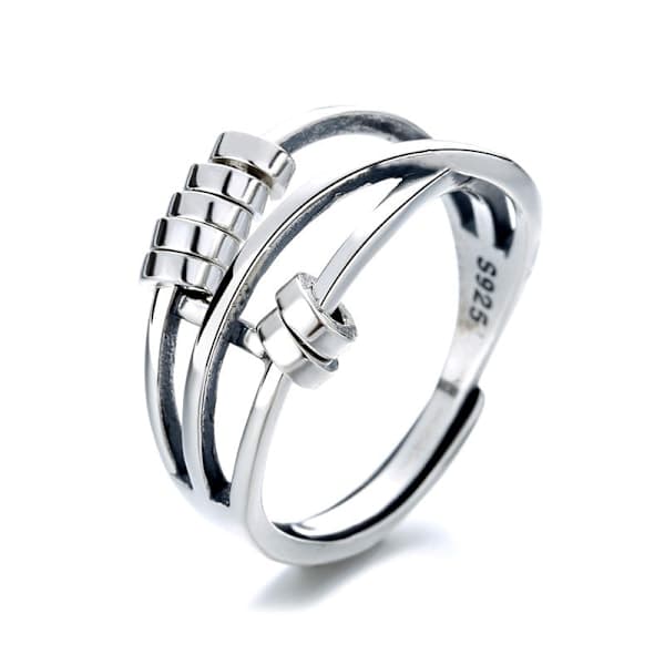 5 stk Ringer med Justerbar Åpning, Fidget Ring med Perle