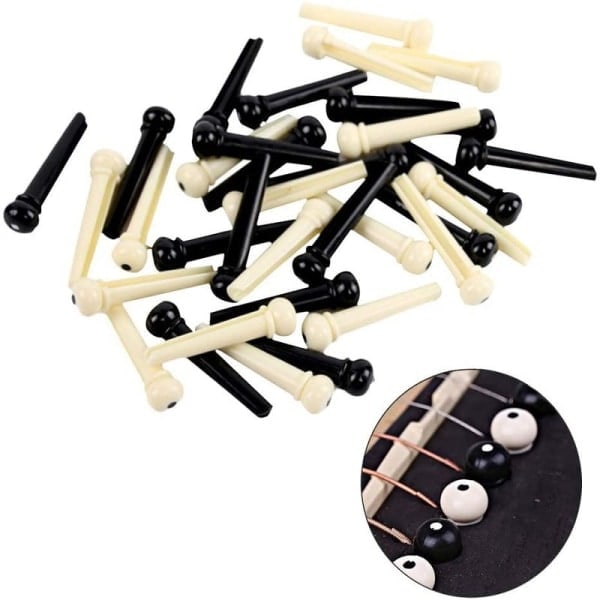 \"QD\" Set med 24 stämningsstift för akustisk gitarr, inklusive 1 stämningsstiftsdragare, elfenben och svart