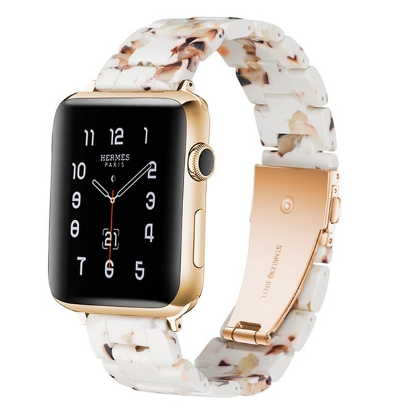 [QD] Kompatibelt med Apple Watch armband 38-40mm/42-44mm Serie 5/4/3/2/1, Smalt Resinarmband -38-40mm-nougat