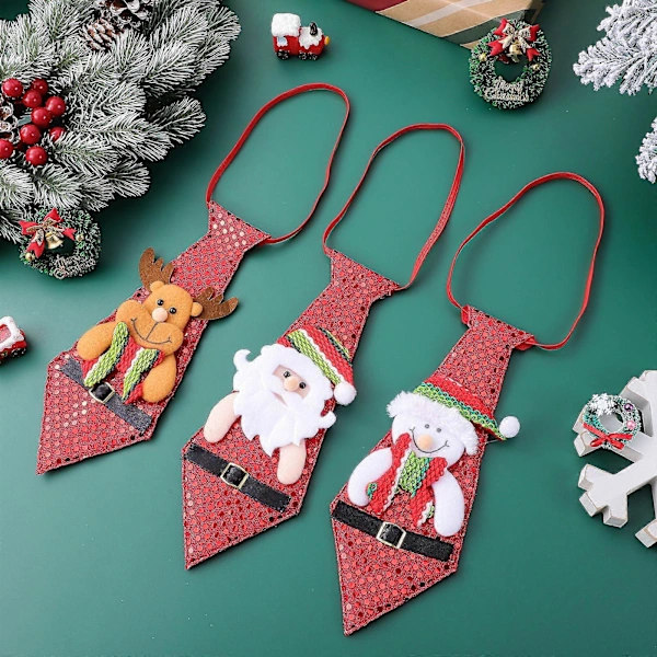 3 stk. Holdbare Kreative Slips Jule Polyester Trykt Slips Julemateriale