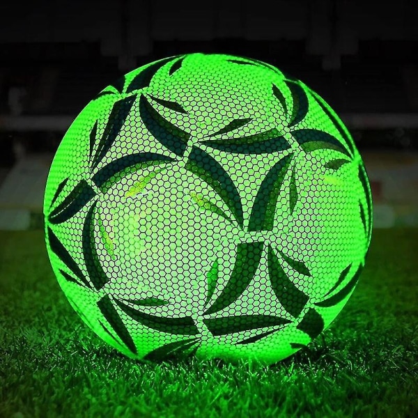 Reflekterande Night Glow Fotboll Luminous Storlek 4 5 Pu Halksäker Vuxen Barnträning Futbol Reflective Size 4