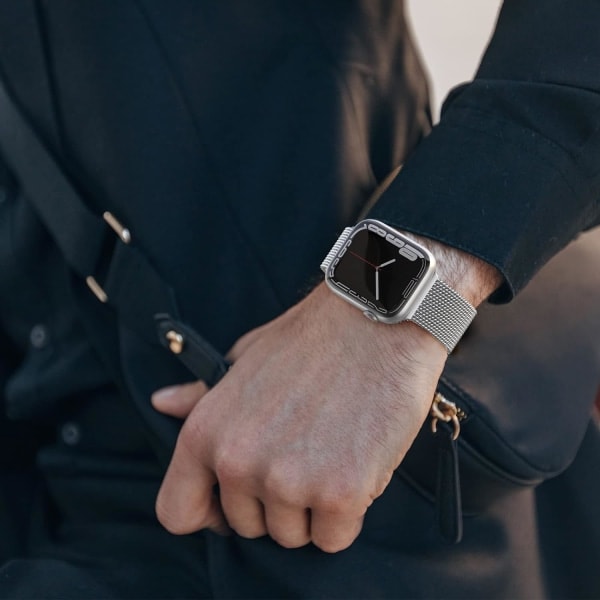 [QD] Kvinder og mænd, rustfrit stål mesh loop magnetisk spænde erstatning for iWatch rem (45mm/44mm/42mm/49mm, regnbue).